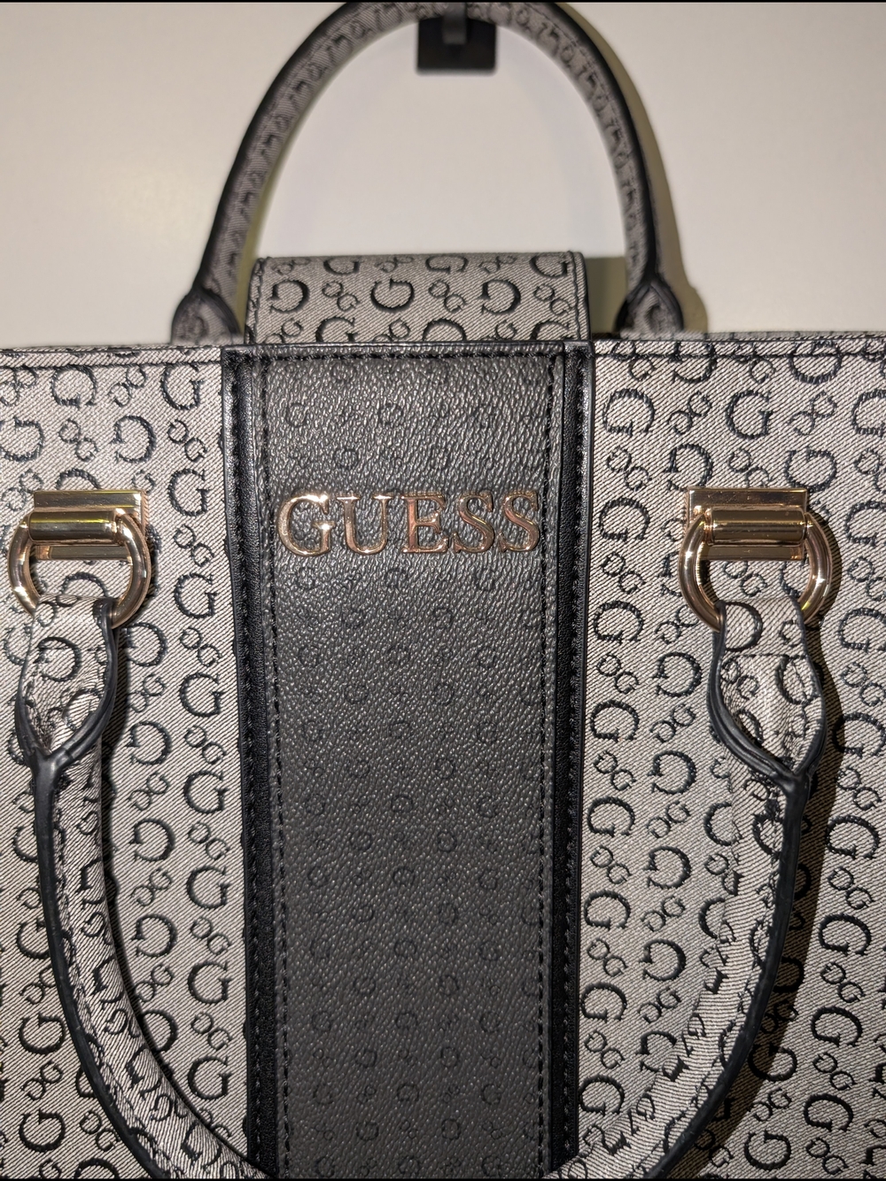 GUESS Monogram Tote Bag in Black and White